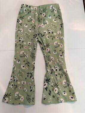 Btween baby green floral wide leg flare pull on legging pants
